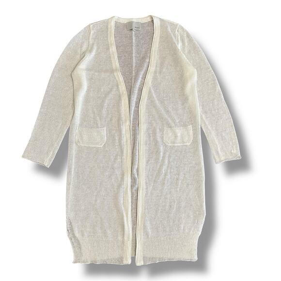 Berti Italian Longline Open Knit Cardigan Small Quiet Luxury Layering Minimalist - Picture 1 of 6